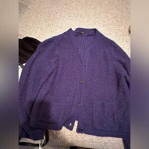 J Crew Fuzzy button up cardigan w/ pockets- Size Large